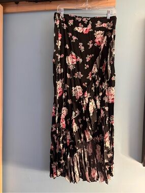 torrid Black Maxi Skirt with Pink Floral Print